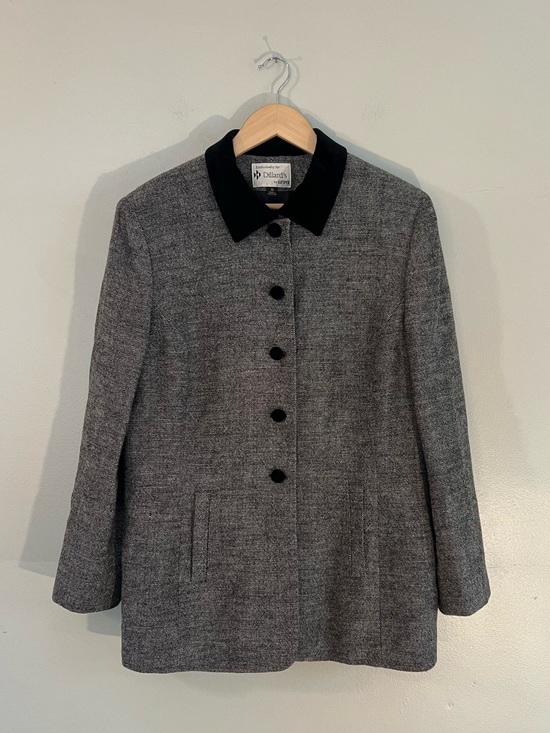 Kasper Jackets & Blazers - Vintage Kasper Gray Wool Tweed Blazer Coat Tailored Preppy Academia Office